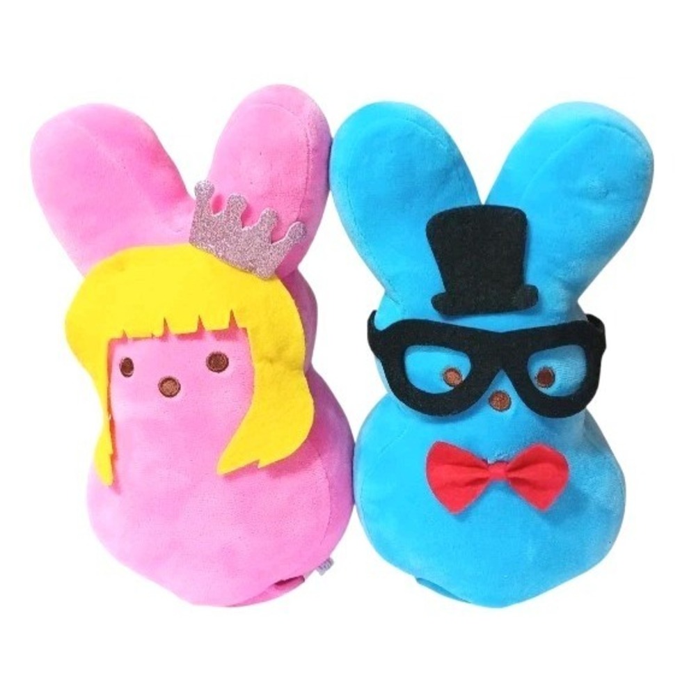 Lot of Two 12" Dancing Animated Peeps Plush Plays Music & Dances (Blue & Pink)